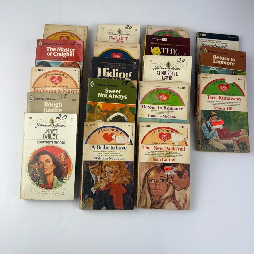 Lot of 18 Vintage Romance Novels - Harlequin, Valentine Paperback Books